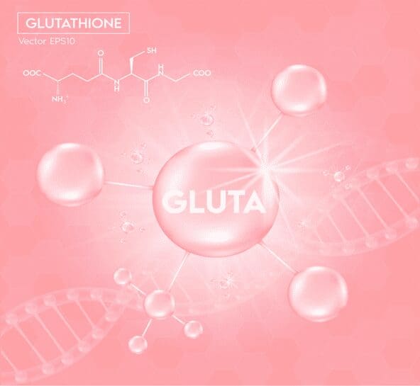 A pink background with bubbles and the word gluta